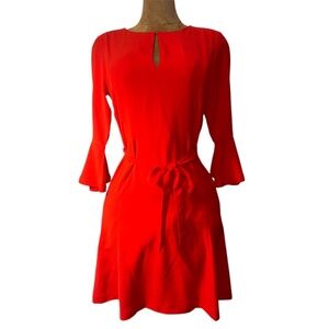NWT Ann Taylor Vibrant Red Long Bell Sleeve Dress, Sz 8, business, party​